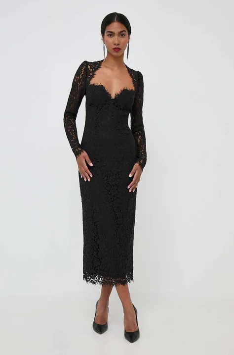 Сукня Bardot колір чорний maxi облягаюча