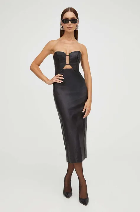 Bardot rochie culoarea negru, mini, mulata