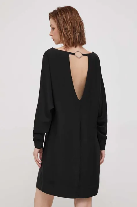 Šaty Calvin Klein čierna farba, mini, rovný strih
