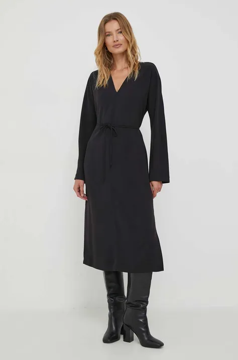 Šaty Calvin Klein čierna farba, midi, oversize