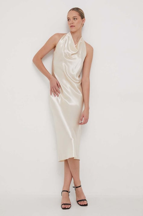 Calvin Klein rochie culoarea bej, midi, mulată