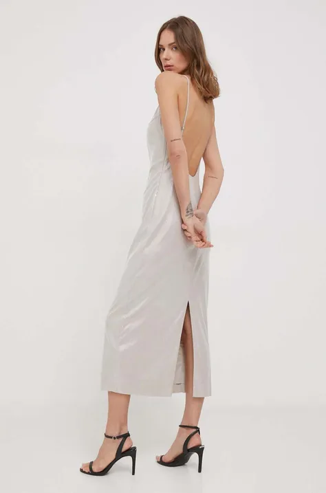 Calvin Klein sukienka kolor szary midi prosta
