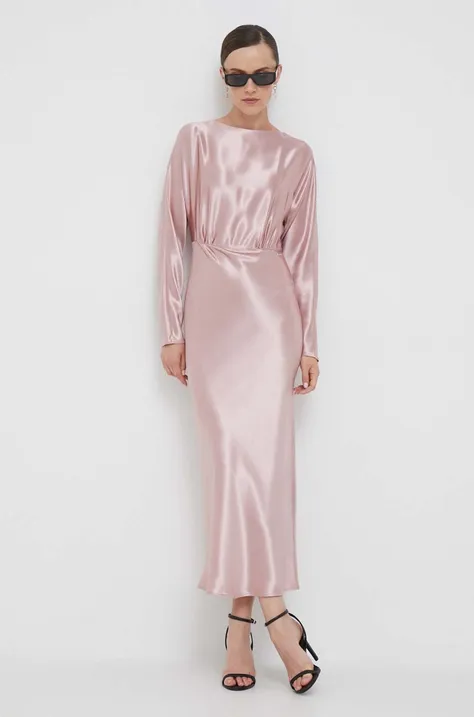 Рокля Calvin Klein в розово дълга със стандартна кройка