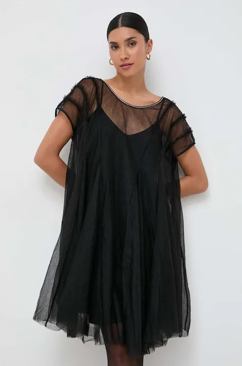 Twinset sukienka kolor czarny midi oversize