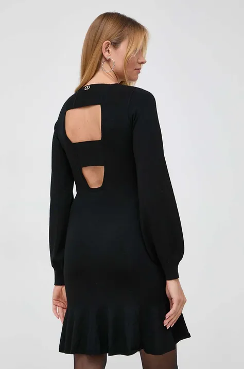 Twinset sukienka kolor czarny mini dopasowana