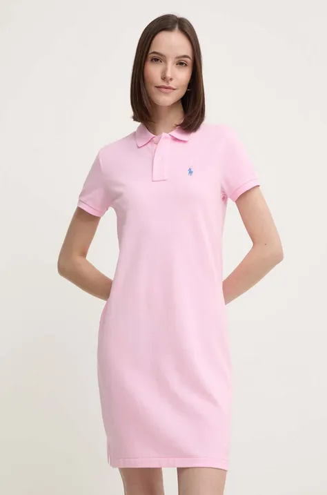 Polo Ralph Lauren rochie din bumbac culoarea roz, mini, drept