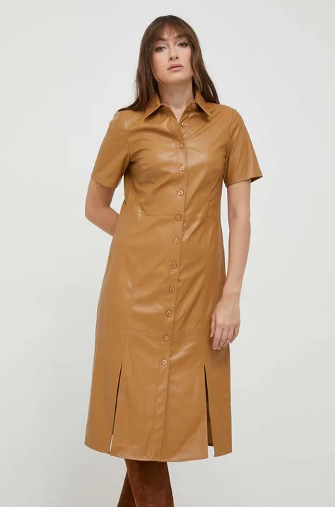 Платье Dkny цвет коричневый midi прямое