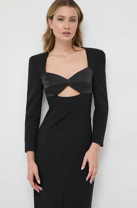 Šaty Karl Lagerfeld čierna farba, midi, rovný strih
