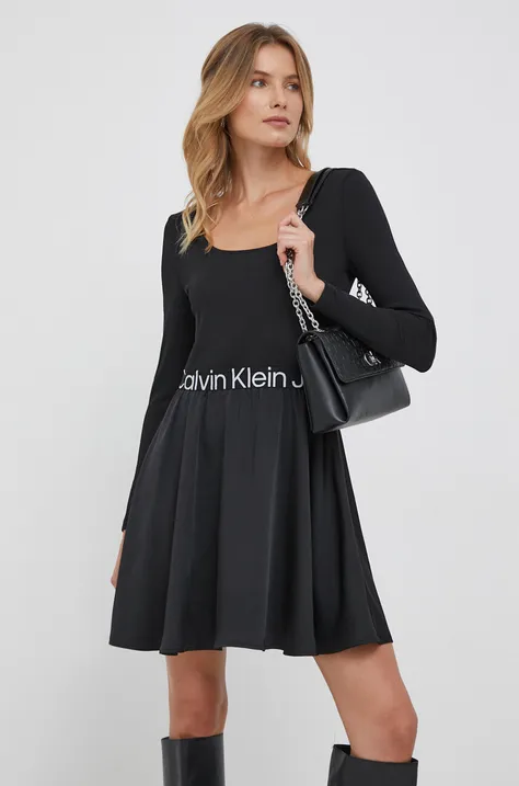 Šaty Calvin Klein Jeans čierna farba, mini, áčkový strih