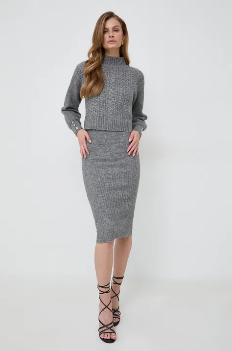 Šaty a sveter s prímesou vlny Morgan šedá farba, mini, priliehavá
