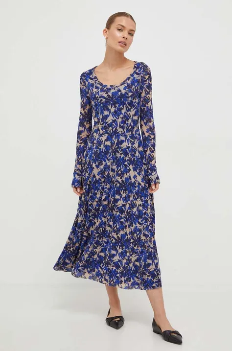 Платье MAX&Co. цвет синий midi расклешённое
