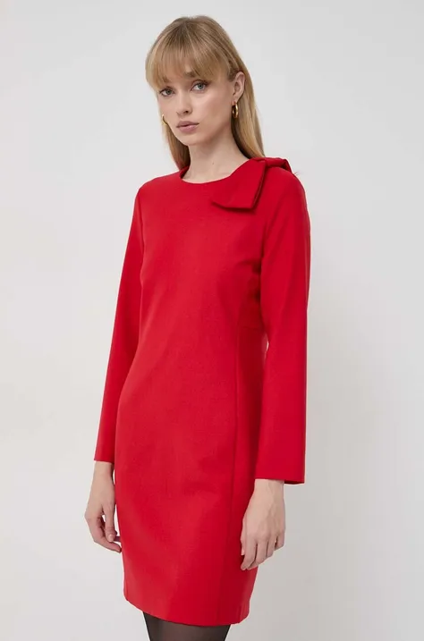 Marella sukienka z domieszką wełny kolor czerwony mini prosta
