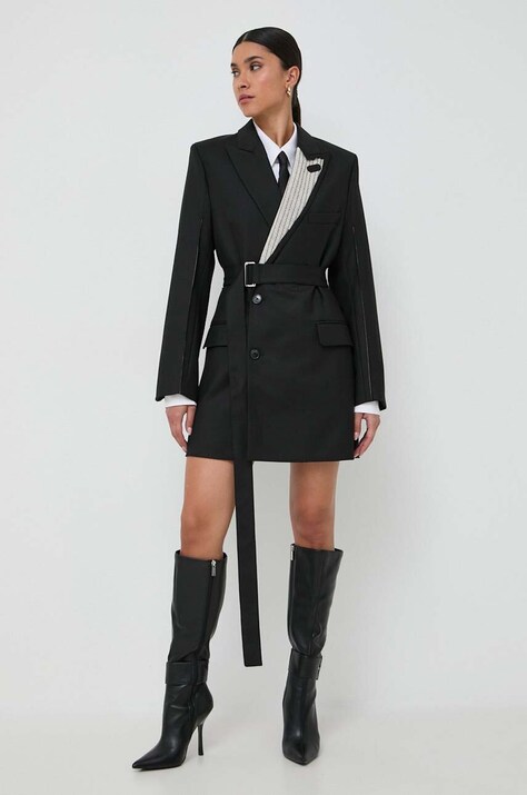 Victoria Beckham rochie din amestec de lana culoarea negru, mini, dreaptă