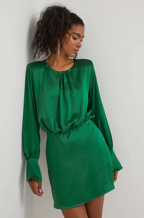 Šaty Artigli zelená farba, mini, áčkový strih