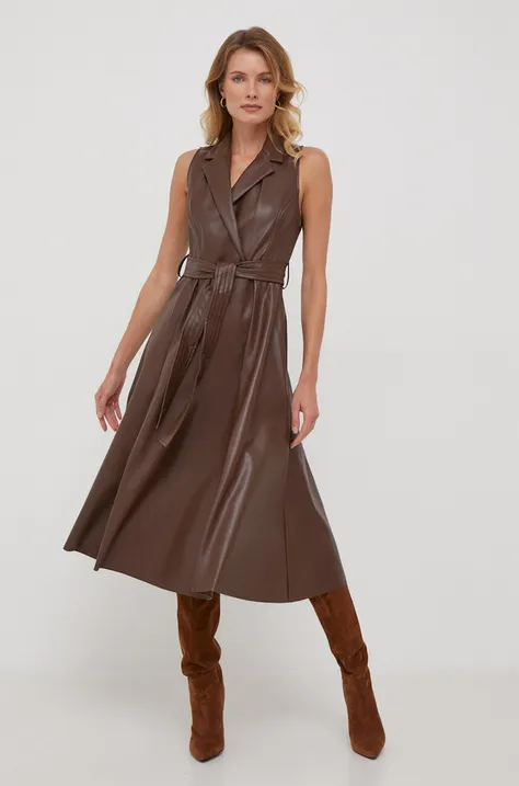 Artigli sukienka kolor brązowy midi rozkloszowana