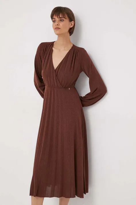 Artigli sukienka kolor brązowy midi rozkloszowana