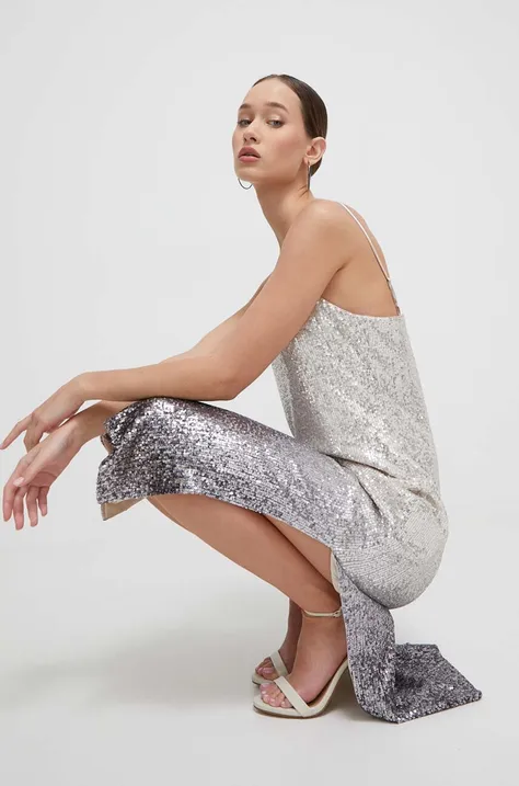 Платье Superdry цвет серебрянный mini облегающее