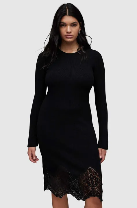 Сукня AllSaints WD044Z MILLY DRESS колір чорний midi пряма