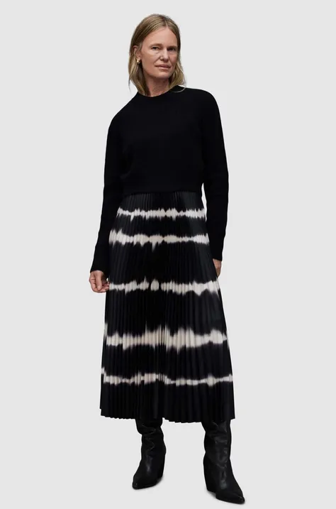 Φόρεμα και πουλόβερ AllSaints CURTIS χρώμα: μαύρο