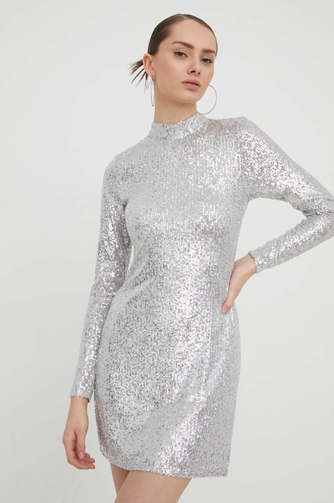 Abercrombie & Fitch rochie culoarea argintiu, mini, mulată