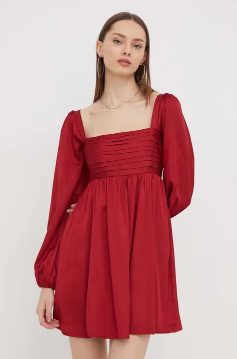 Šaty Abercrombie & Fitch bordová farba, mini, áčkový strih