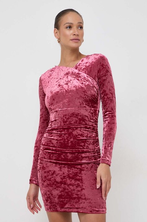 Guess rochie culoarea bordo, mini, mulată