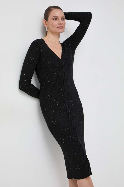 Guess rochie culoarea negru, mini, mulată