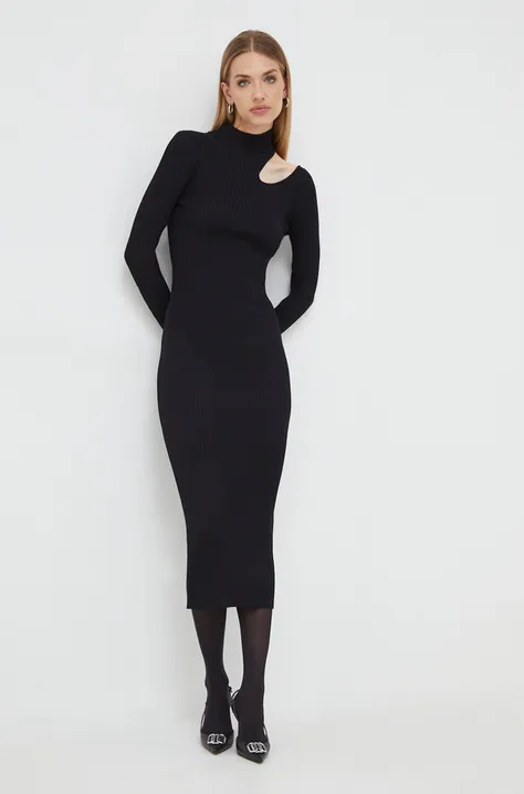 Bardot ruha fekete, midi, testhezálló
