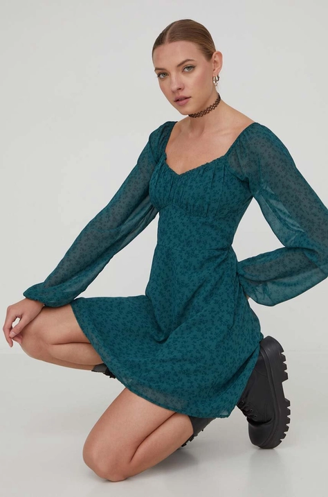 Hollister Co. rochie culoarea verde, mini, evazati