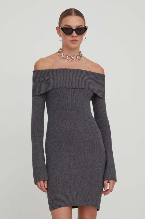Hollister Co. rochie culoarea gri, mini, mulată