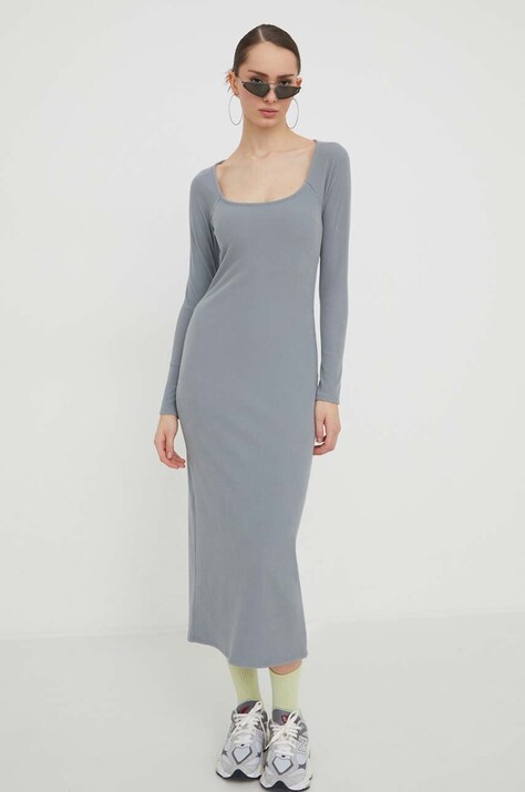 Hollister Co. rochie culoarea gri, midi, mulată