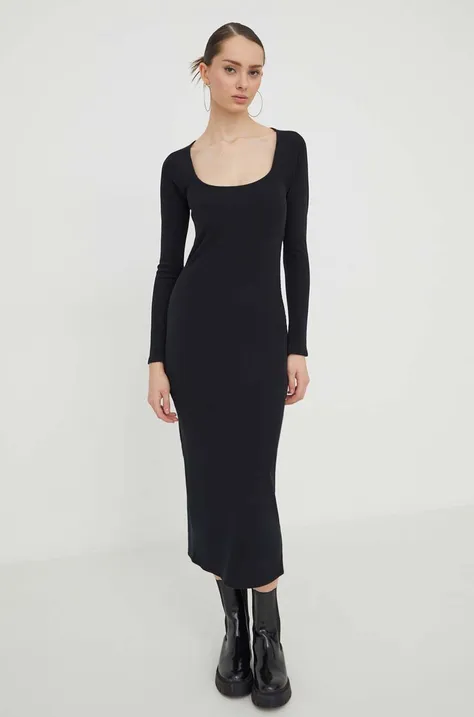 Φόρεμα Hollister Co. χρώμα: μαύρο