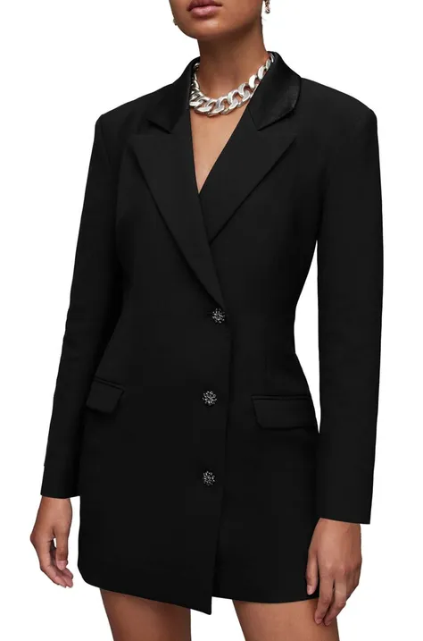 Šaty AllSaints Erykah čierna farba, mini, priliehavé