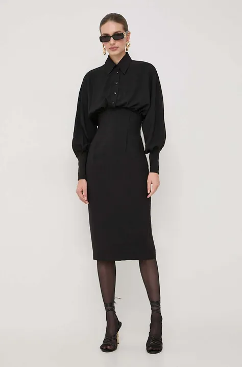 Šaty La Mania čierna farba, midi, rovný strih