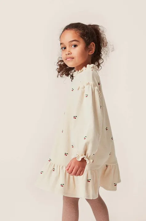 Детска памучна рокля Konges Sløjd в розово къса разкроена
