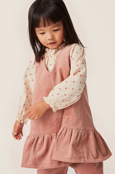 Дитяча бавовняна сукня Konges Sløjd колір рожевий mini розкльошена