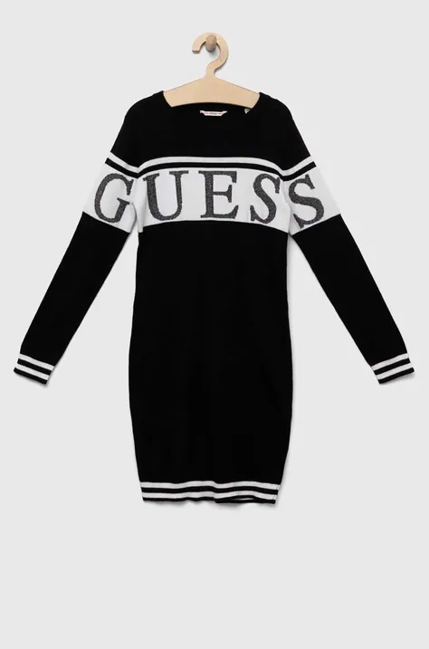 Guess sukienka dziecięca kolor czarny mini prosta