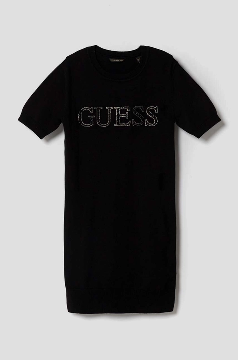 Dívčí šaty Guess černá barva, midi