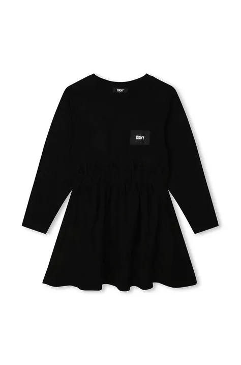 Детское платье Dkny цвет чёрный mini расклешённое