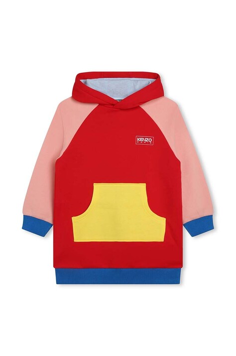 Детска рокля Kenzo Kids в червено къса със стандартна кройка