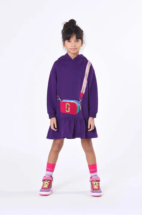 Παιδικό βαμβακερό φόρεμα Marc Jacobs χρώμα: μοβ