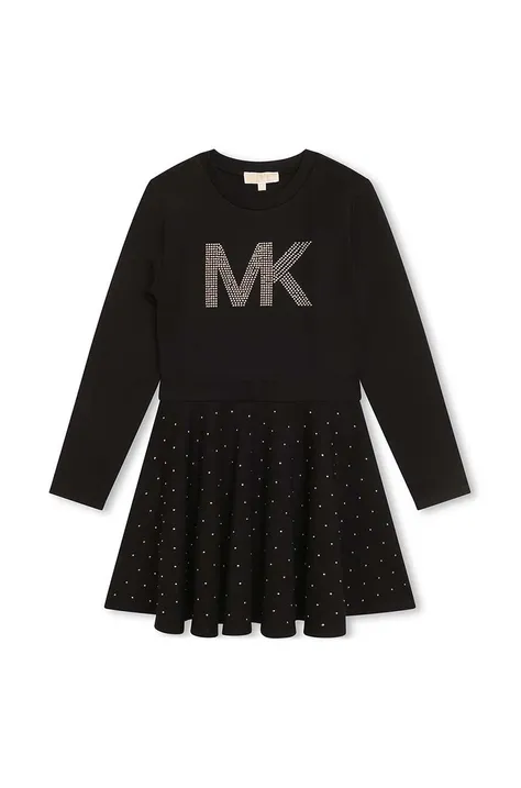 Dievčenské šaty Michael Kors čierna farba, mini, áčkový strih