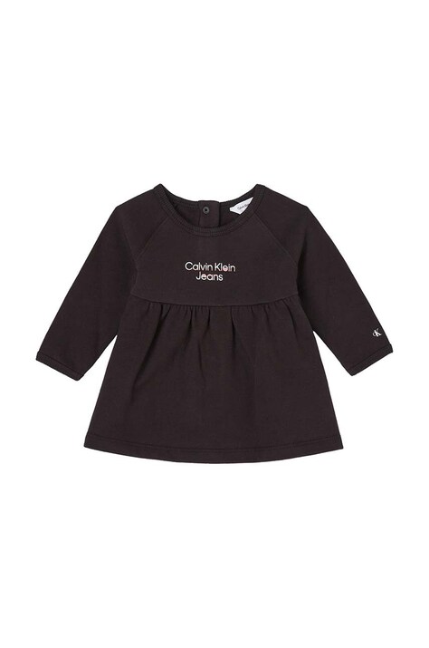Calvin Klein Jeans rochie din bumbac pentru copii culoarea negru, mini, evazată