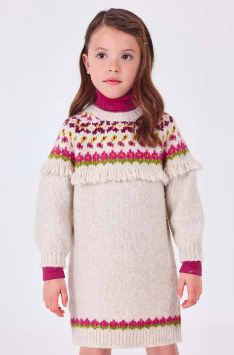 Dievčenské šaty Mayoral fialová farba, midi, rovný strih