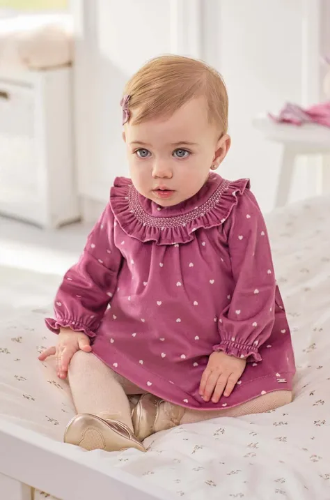 Mayoral Newborn sukienka niemowlęca kolor fioletowy mini rozkloszowana