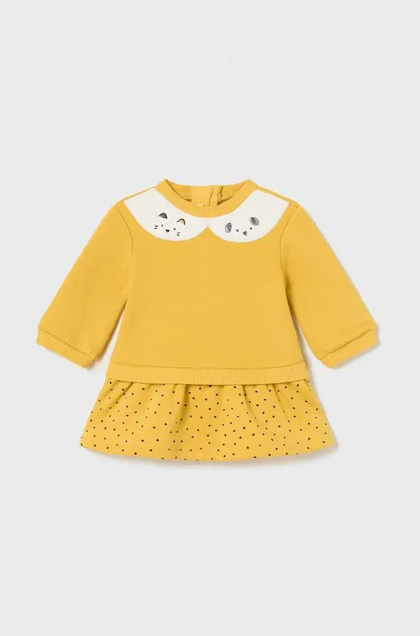 Mayoral Newborn sukienka niemowlęca kolor żółty mini rozkloszowana