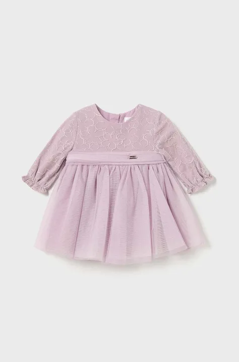 Haljina za bebe Mayoral Newborn boja: ružičasta, mini, širi se prema dolje