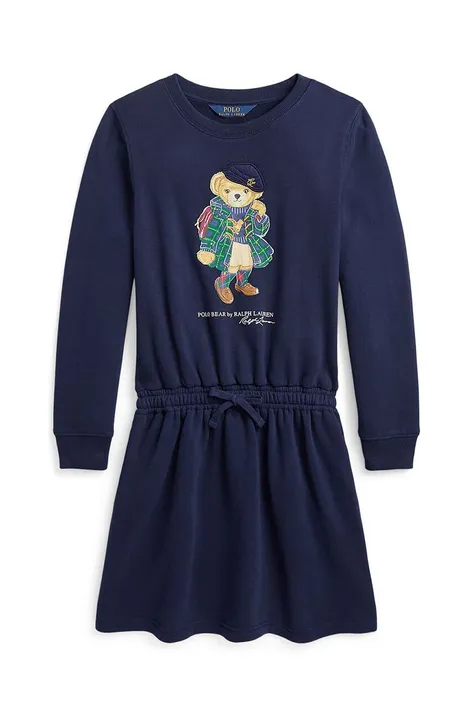 Polo Ralph Lauren sukienka dziecięca kolor granatowy mini rozkloszowana