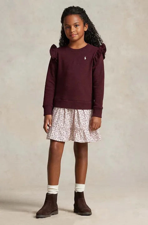 Polo Ralph Lauren sukienka dziecięca kolor bordowy mini rozkloszowana