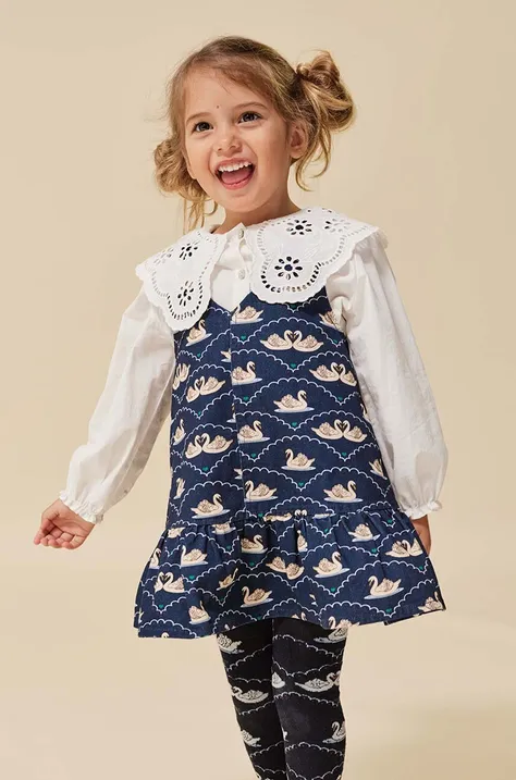Παιδικό βαμβακερό φόρεμα Konges Sløjd χρώμα: ναυτικό μπλε
